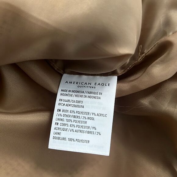 AMERICAN EAGLE Brushed Shacket Size XL Oversized Brown Navy Plaid Western Boho - Picture 9 of 11